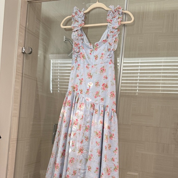 Abercrombie & Fitch Floral High Low Dress - Light Blue and Pink - Picture 3 of 5